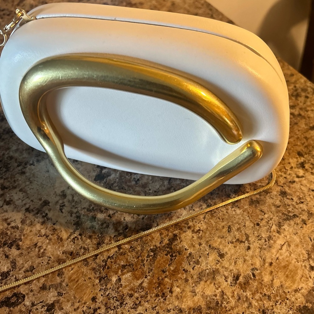 Zara - Elegant White and Gold Women's Clutch